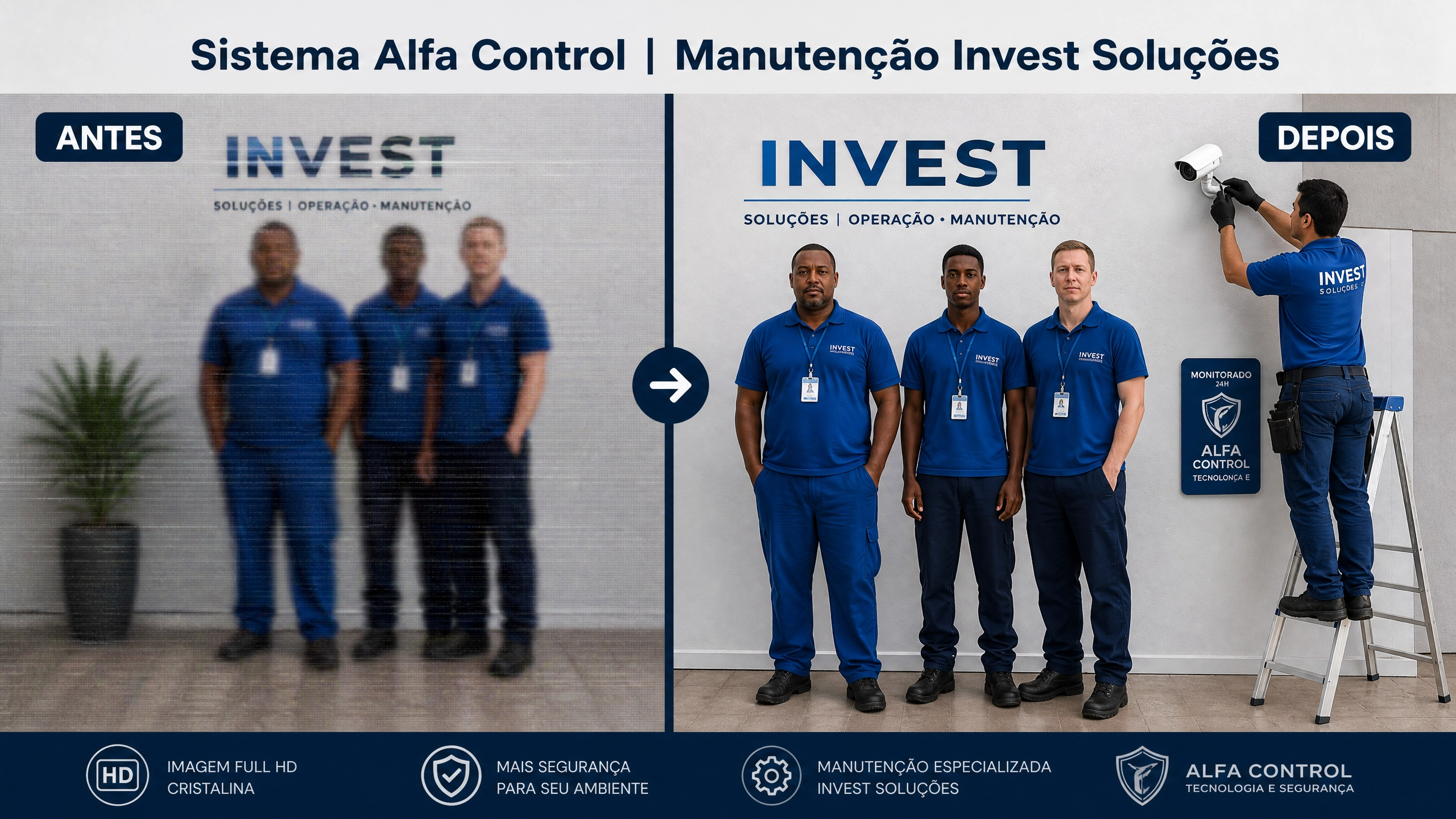 Antes e depois das câmeras com manutenção Invest Soluções